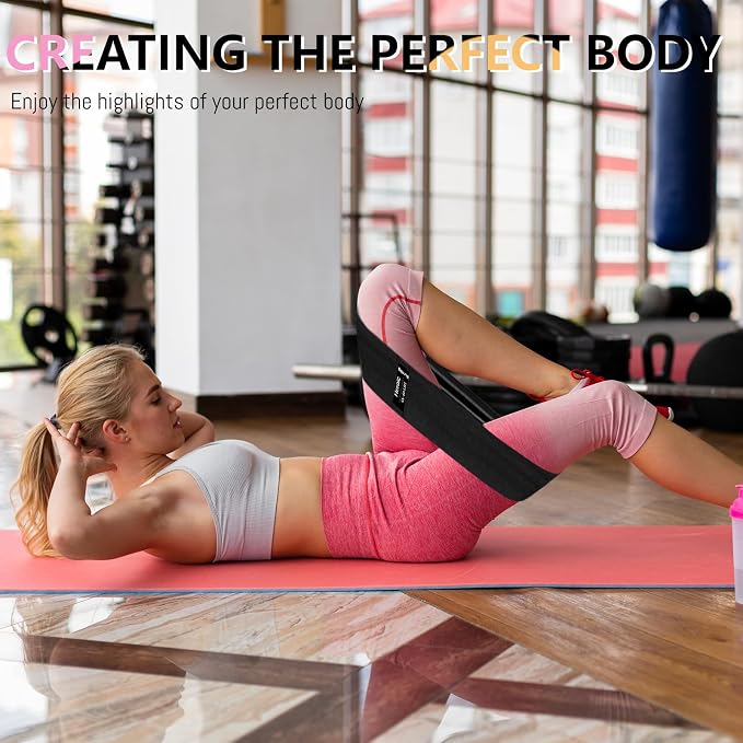 Resistance Bands for Working Out, 4 Levels Exercise Bands for Women & Men, Elastic Workout Band for Physical Therapy, Fabric Booty Band for Gym, Yoga, Pilates, Leg Training
