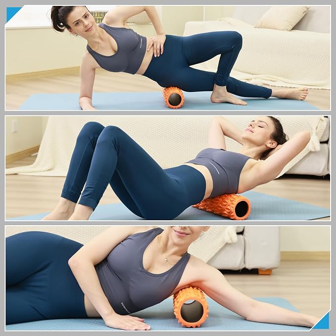 Foam Roller, 15 inch High Density Massage Roller for Exercise | Deep Tissue Massager for Muscle Massage, Myofascial Trigger Point Release, Exercise, Yoga, Pilates & Stretching, Orange