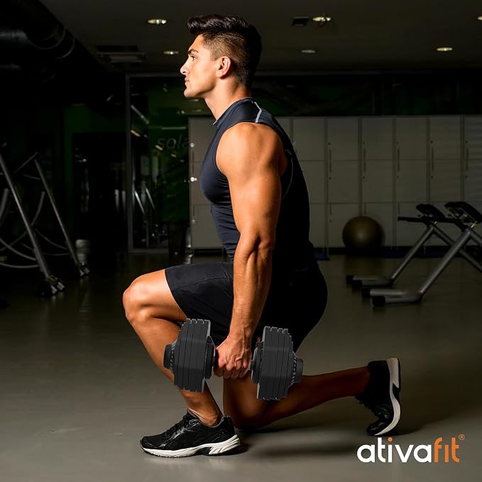 ATIVAFIT Adjustable Dumbbells Set, 5–88LB Quick Adjust Free Weights with Double Safety Lock & Anti-Slip Steel Handle, Space Saving Home Gym Equipment for Full Body Strength Training
