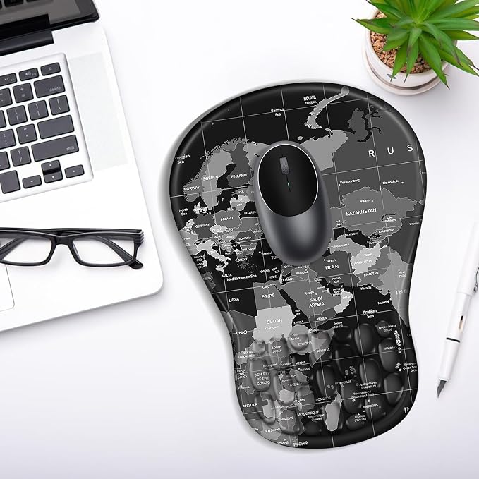 YIWEI Ergonomic Mouse Pad with Wrist Rest for Carpal Tunnel Pain Relief | Memory Foam Wrist Support,Non-Slip Rubber Base, Keyboard Computer Mousepad,Lycra Cloth Surface,Gaming Home Office