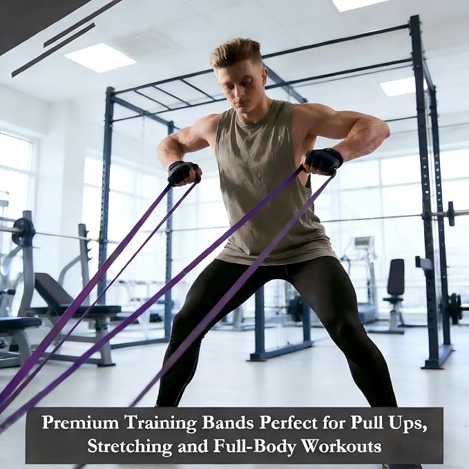 16-Pcs Resistance Bands Set - Premium Elastic Workout Bands for Home Gym, Strength Training, Yoga & Physical Therapy