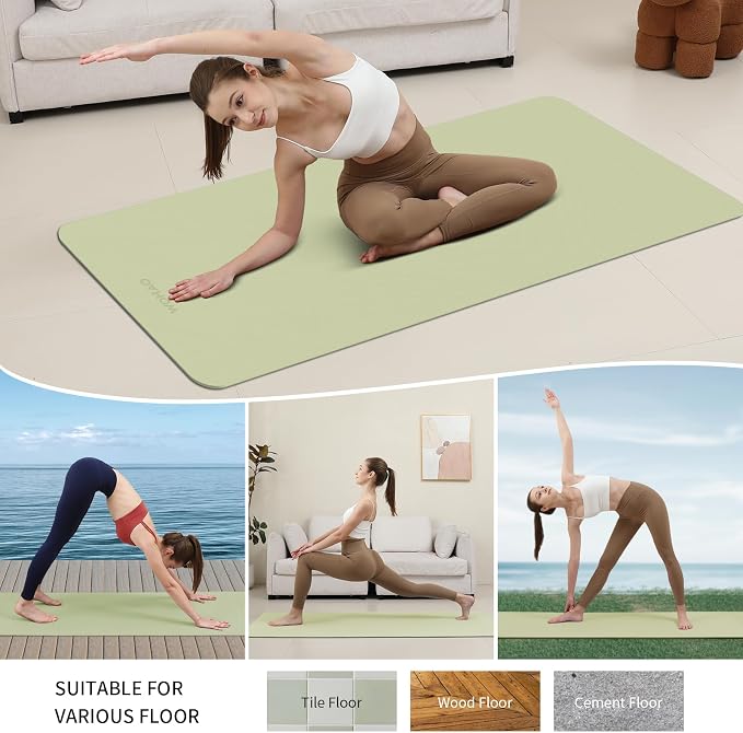 Extra Wide & Thick 8mm Yoga Mat, 72"x31.5" | Large Non Slip Exercise Mat, Premium POE Material, Superior Cushioning & Stability, With Strap for Home Gym, Pilates