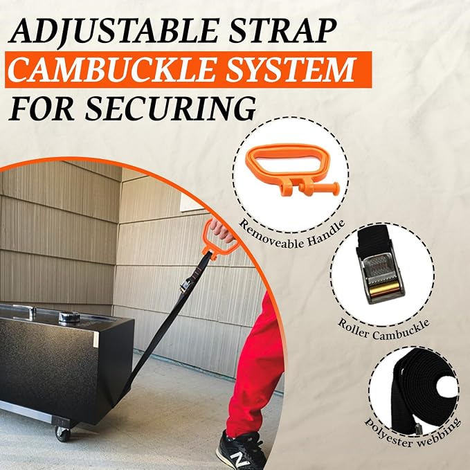MULTUS Handle and Haul Moving Strap 4-Pack, 1 Handle Each | 4 straps for movers or crews; 250 lb capacity each; carries boxes, furniture, camping & hunting gear