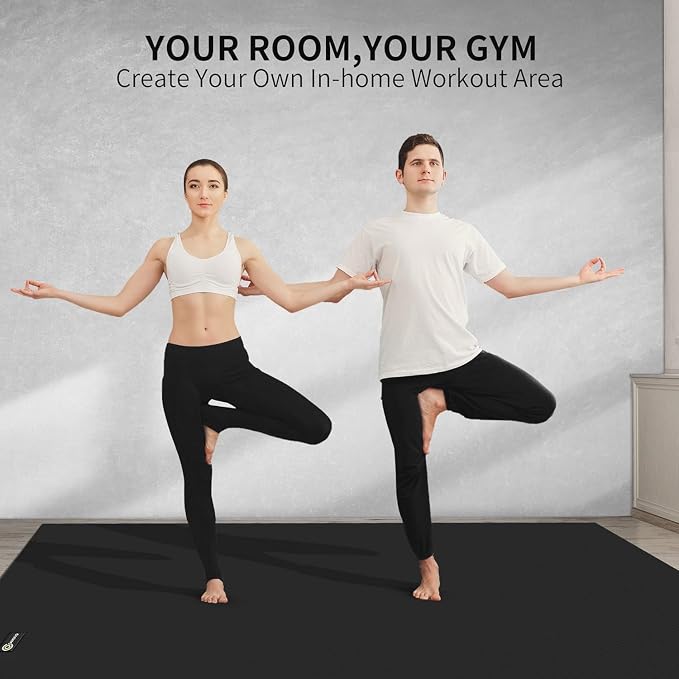 CAMBIVO Extra Long Wide Yoga Mat, Thick PVC Workout Mat | For tall and plus-size, cushioned PVC with non-slip bottom, for home gym pilates barefoot and bodyweight training