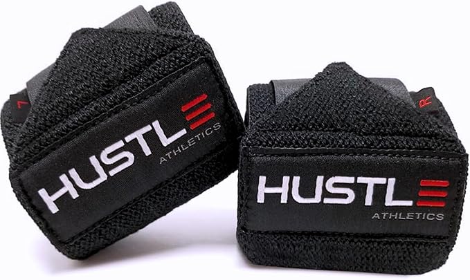 Hustle Athletics Wrist Wraps for Weightlifting, USPA-Approved 18" Wrist Support Straps for Bench Press, Squats & Overhead Press, Heavy-Duty Gym Wraps for Men and Women