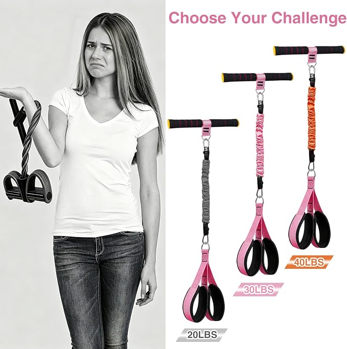 Durable Comfortable Padded Handle Adjustable Pedal Resistance Band 20-40LBS for Full Body Workout