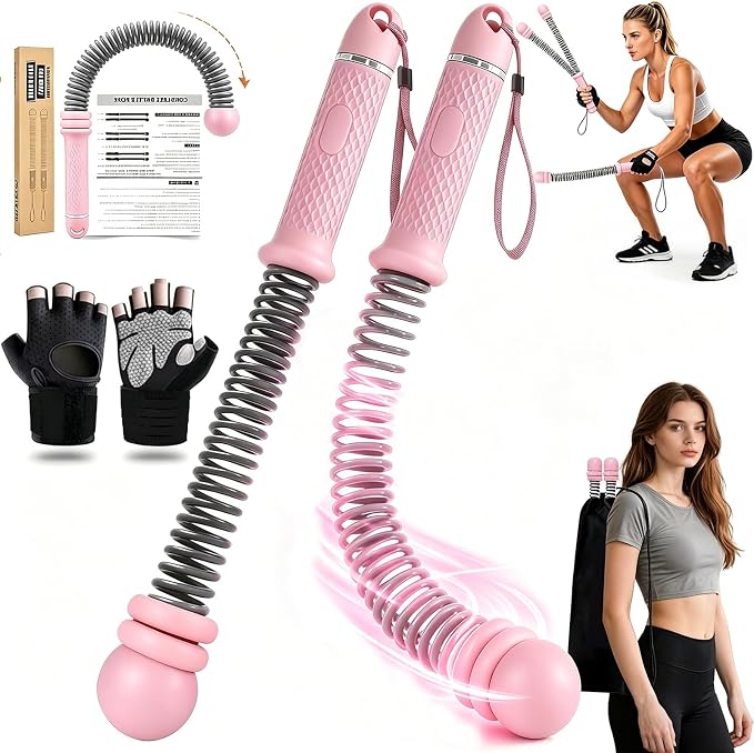 Cordless Battle Ropes for Home Gym – Adjustable Weighted Ropeless Ropes with Non-Slip Handles & Gloves, Portable No-Anchor-Point Workout for HIIT, Strength, Low-Impact Cardio, Men & Women