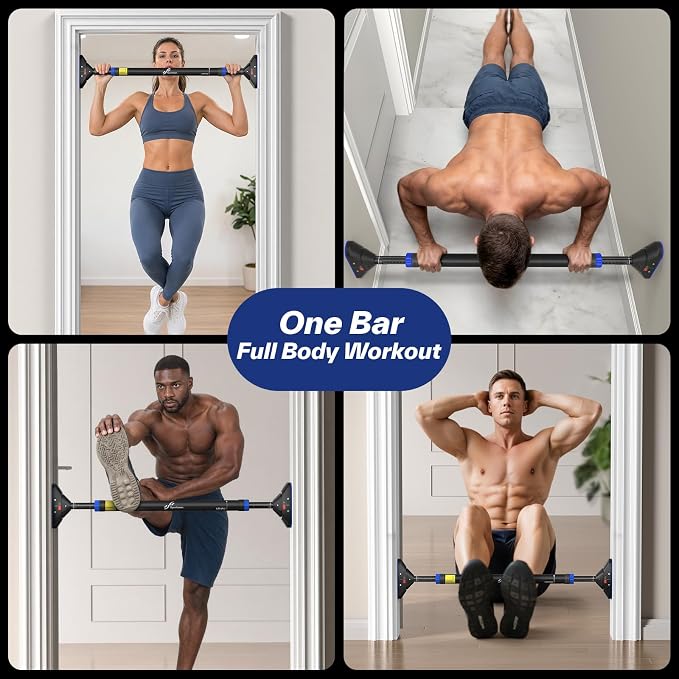 Sportneer Pull Up Bar for Doorway, No-Drill, 29.5-37 in, 440 lb | No-Drill, Adjustable 29.5-37 in, 440 lb, Doorway Fit, Secure Lock, Home Gym, Strength Training