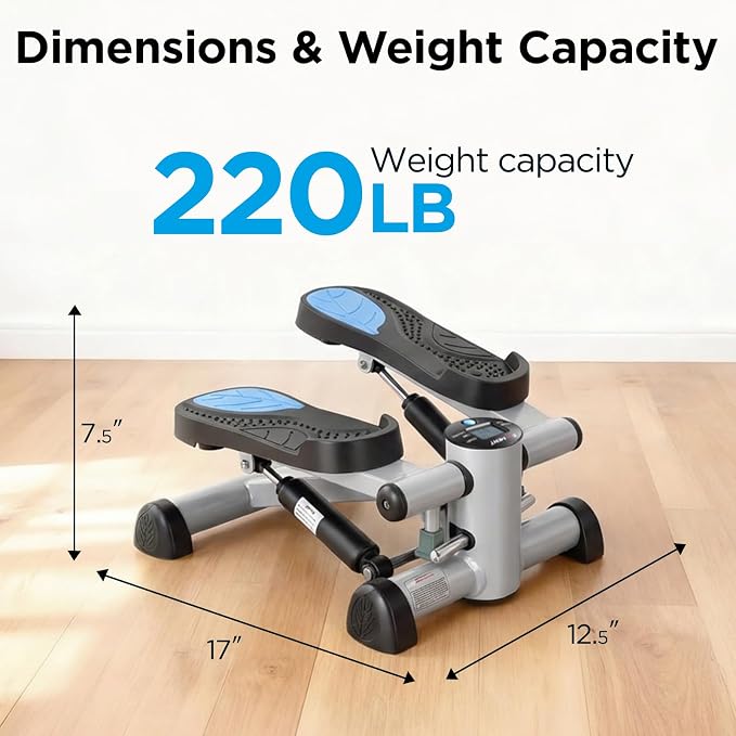 Efitment Mini Stepper for Exercise at Home, Twist Stair Stepper with Resistance Bands, LCD Monitor, Compact Cardio Step Machine for Full Body Workout