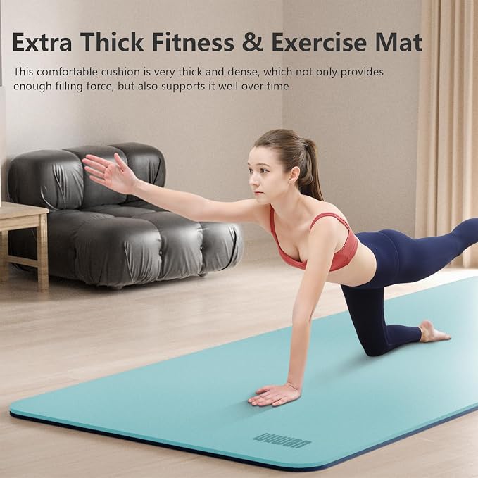 Wide Yoga Mat-80cm Extra Thick 1/3'' Fitness Exercise Mat Carry Strap