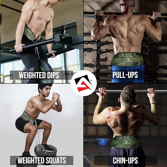 AQF Dip Belt with 36" Steel Chain - Neoprene Padded Back Support Belt | Secure Carabiners for Weighted Pull ups, Dips, Gym, Powerlifting, Bodybuilding, Squat & Fitness