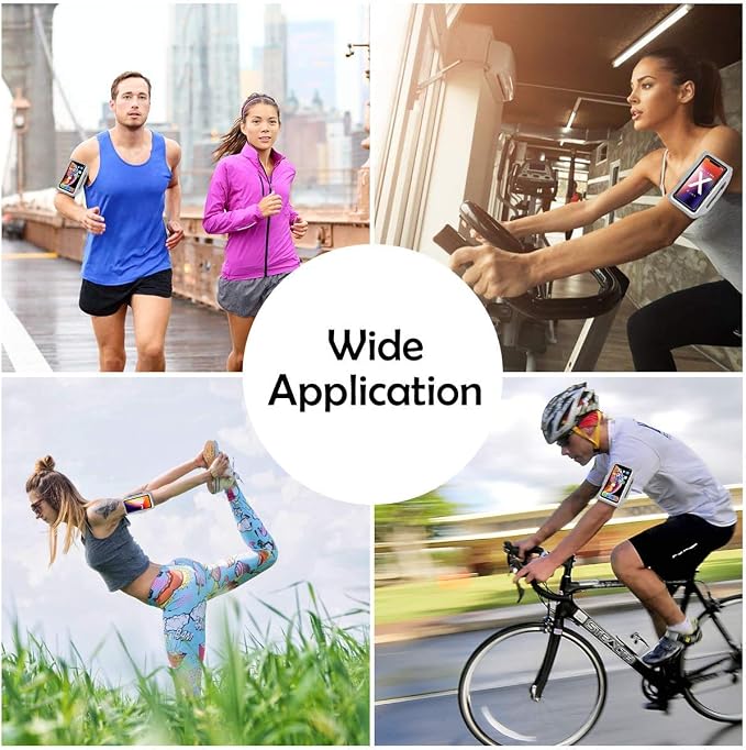 Cell Phone Running Armband with Earbuds Zipper Pocket Armband Case Running Holder for iPhone 16 Pro Max/15/14 Pro Max/13/12 /11 Pro Max/XS/XR,Galaxy S20 S10,Sweatproof Arm Band with Card/Key Bag