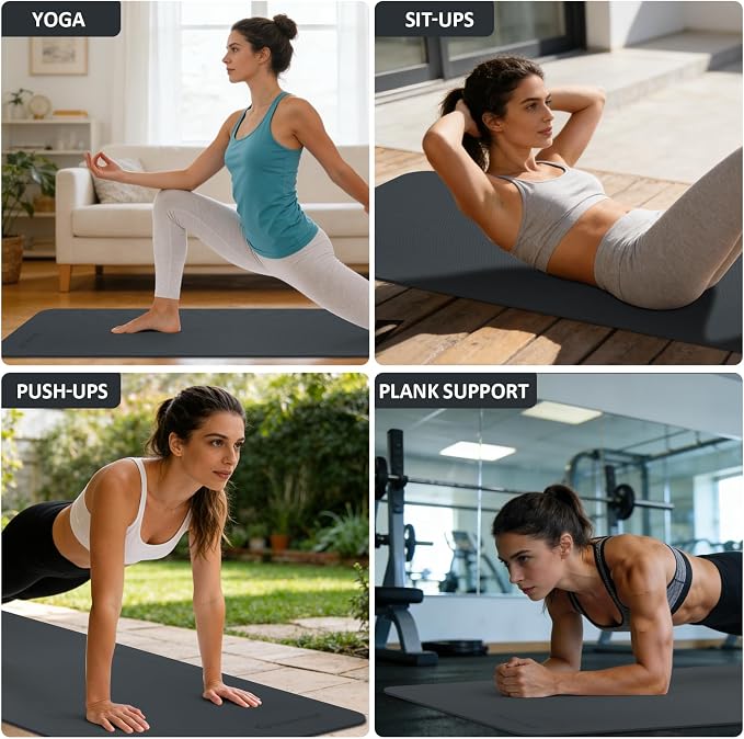 Gruper Yoga Mat Non Slip, 72"L x 24"W x 0.24"/0.32"TH, Anti-Tear Exercise Mat with Carrying Strap and Bag, Pro TPE Yoga Mats for Women, Workout Mats for Home, Pilates and Floor Exercises