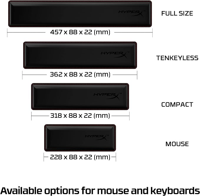 HyperX Wrist Rest – Compact – Cooling Gel – Memory Foam – Anti-Slip,Black