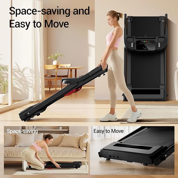 CURSOR FITNESS 16% Incline Treadmills for Home Small with 3 LED Displays, 3.0HP Foldable Walking Pad Treadmill Up to 400LBS Capacity, Portable Treadmill 0.6-7.0MPH