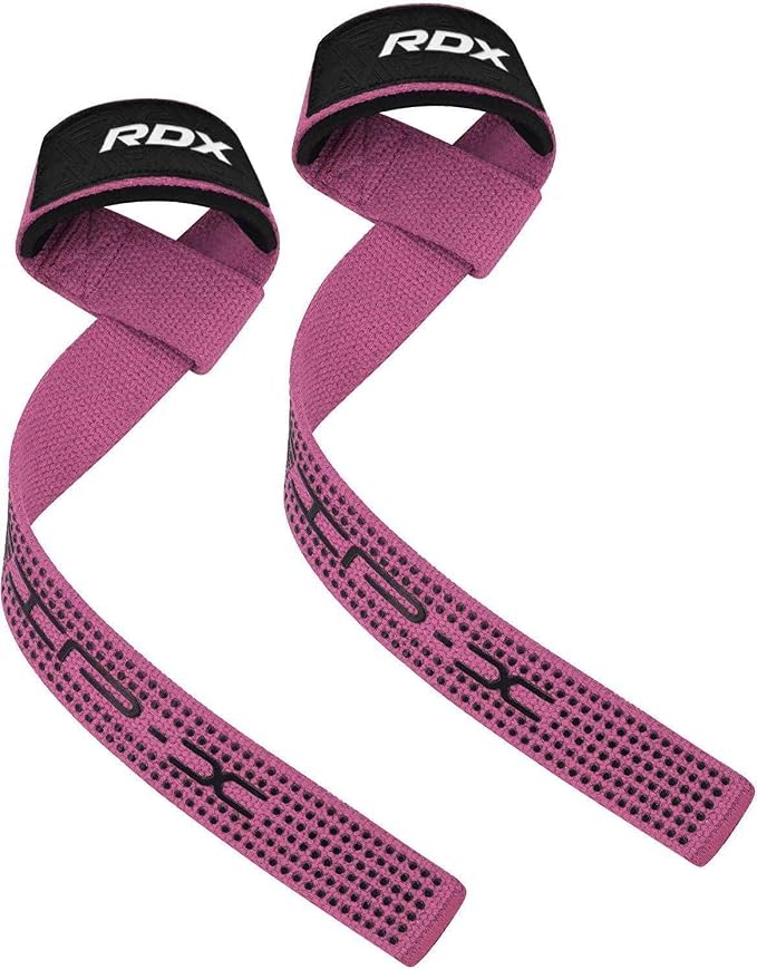RDX Lifting Straps for Weightlifting –100% Cotton Heavy Duty Gym Wrist Strap with 5MM Neoprene Padding, 60CM Anti-Slip Hand Grip Wraps for Deadlifts Powerlifting Workouts Strength Training, Men Women