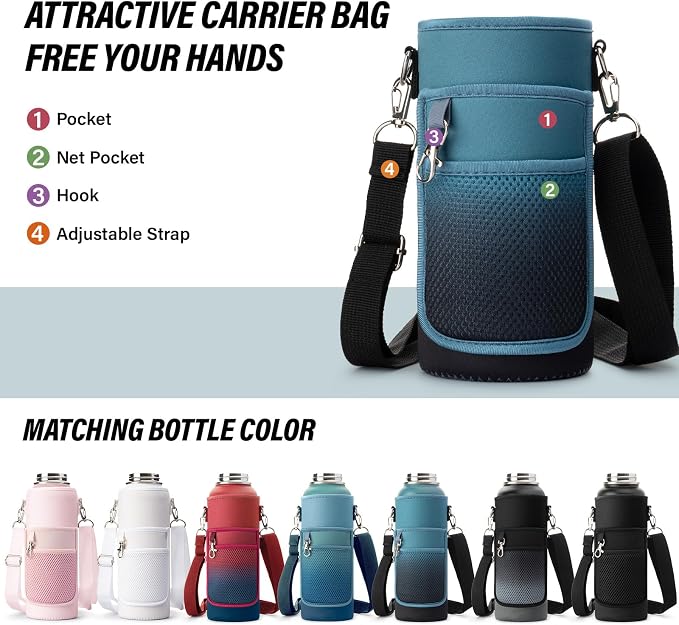 DYSANKY National Parks Water Bottle – 32 oz Insulated Stainless Steel Bottle with 63 Hand-Drawn Park Stickers, Carrier Bag, Strap & Gift Box – BPA-Free – Ideal for Hiking, Camping & Travel