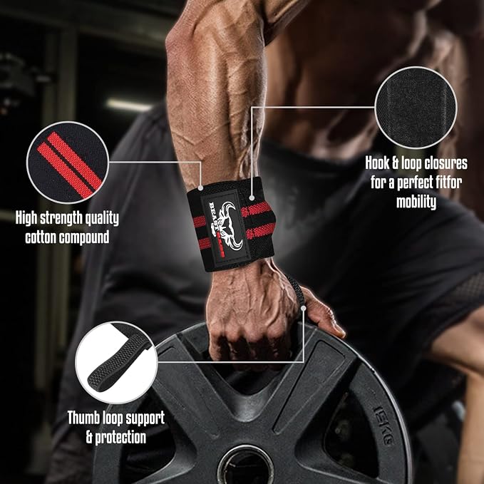 Wrist Wraps for Weightlifting - Adjustable Lifting Straps With Thumb Loop for Enhanced Gym Support, Powerlifting, Bodybuilding and Workout