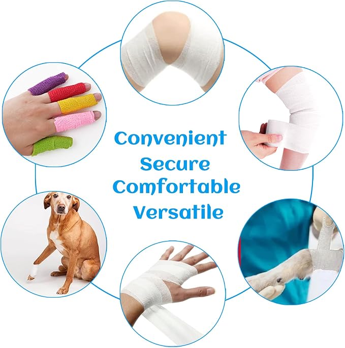36 Rolls Elastic Self Adhesive Bandage Wrap 2 Inch, Breathable Non Woven Cohesive Bandage, Vet Wrap for Dogs, Ankle Sprains Swelling Self Stick Bandage Wrap, Sports Athletic Tape White