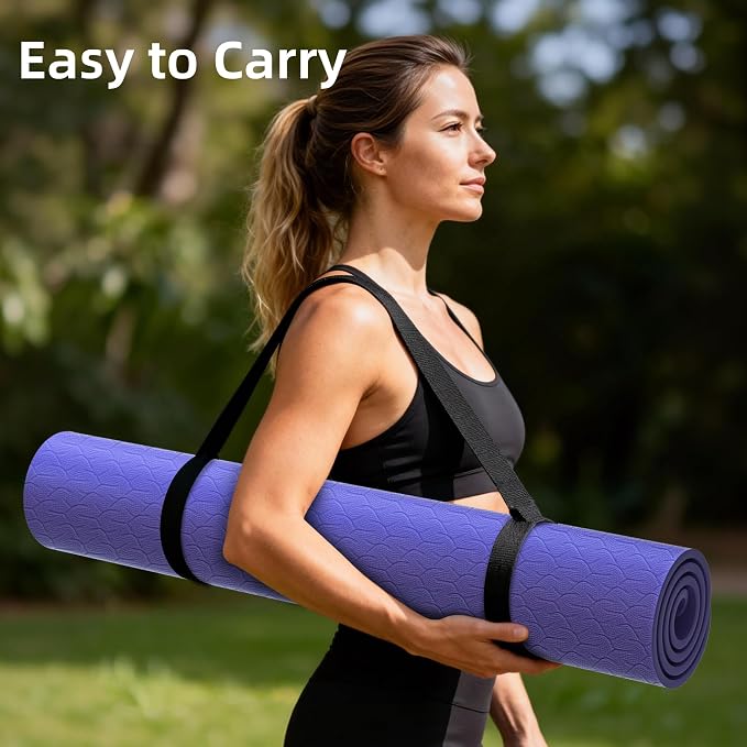 HAHE Extra Wide Yoga Mat, 72"x40"x0.4"Thick, Large Exercise Mats | Oversized Non Slip Workout Mat with Strap for Yoga, Pilates, Fitness, Home Gym Studio, Yoga Mats for Men & Women