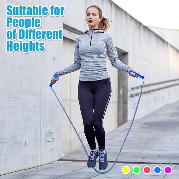 Honoson 50 Pcs Rainbow Jump Rope Bulk Gift for Kids 7.8ft Nylon Stripe Ropes with Handle Adjustable Colorful Party Favor Operation Christmas Item Gift Boxes Outdoor Exercise Fitness (Multicolor)
