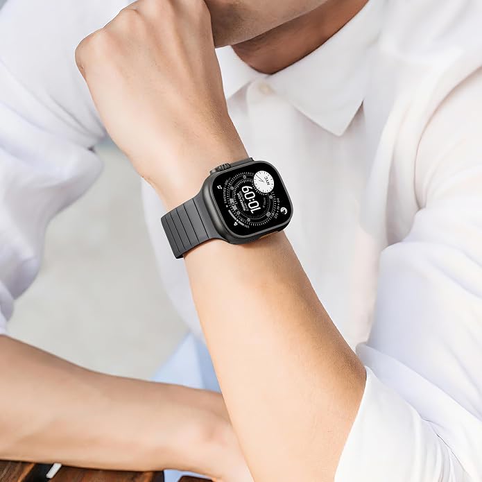 SNBLK Magnetic Band Compatible with Apple Watch Bands for Men 44mm 45mm 46mm 49mm 42mm 41mm 40mm 38mm Women, Secure Silicone Sport Loop Magnet Strap for iWatch Ultra 3 2 1 SE Series 11 10 9 8 7 6 5 4