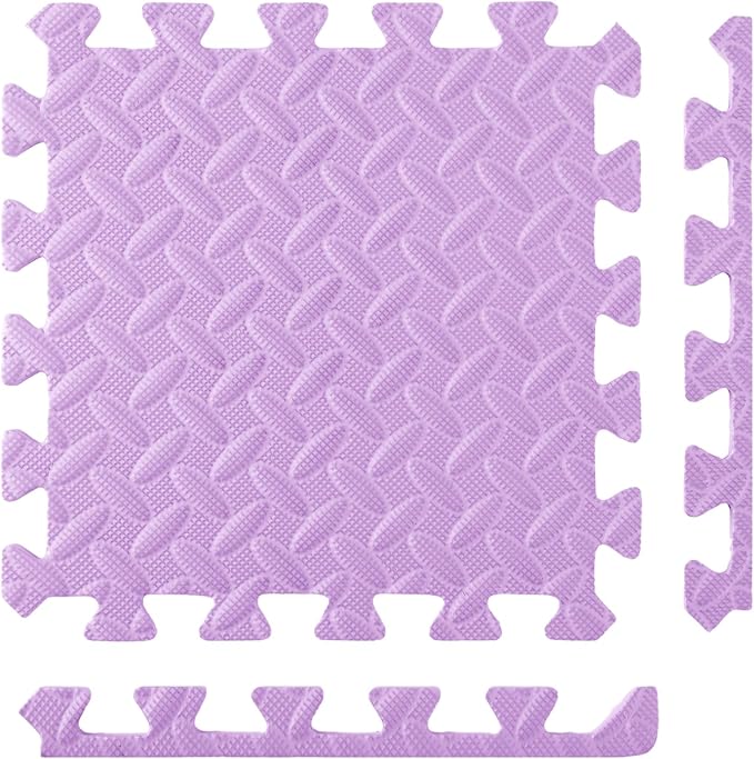 Foam Floor Tiles Foam Floor Mats Play Mats Bulk with Borders Interlocking for Bedroom Gym Nursery(11.8 x 11.8 Inch,Purple)