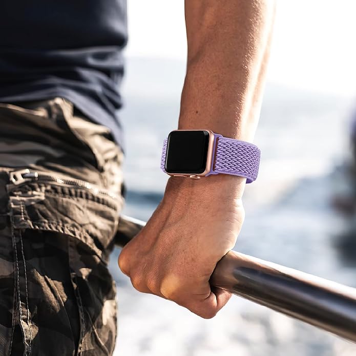 Lerobo Stretchy Nylon Solo Loop Band, Compatible with Apple Watch Series 11 10 9 8 7 6 5 4 3 SE3/2/1 Ultra3/2/1, Adjustable Strap for iwatch Band 44mm 45mm 46mm 49mm 42mm 40mm 41mm 38mm for Women Men