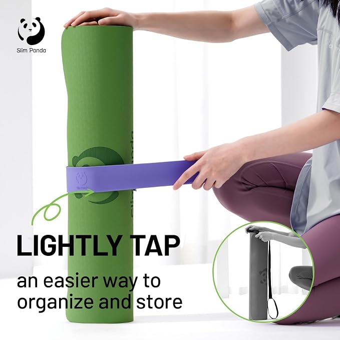 Yoga Mat Strap Slap Band, One Snap Keeps Mats Tightly Rolled, Heavy-Duty Clasp Fits Most Size Mats(24" L X 2" W)