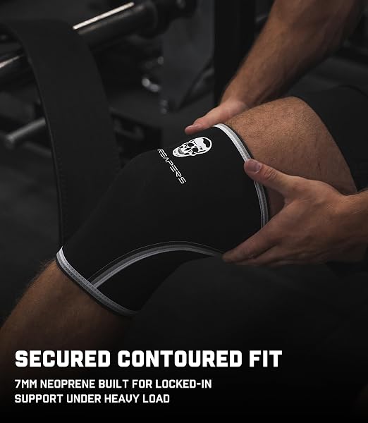 Gymreapers Knee Sleeves (1 Pair) with Gym Bag - IPF Approved - Support Compression Brace for Squats, Fitness, Weightlifting, Cross Training, Powerlifting - 7MM Neoprene Sleeves - For Men & Women (Black/White, XX-Large)