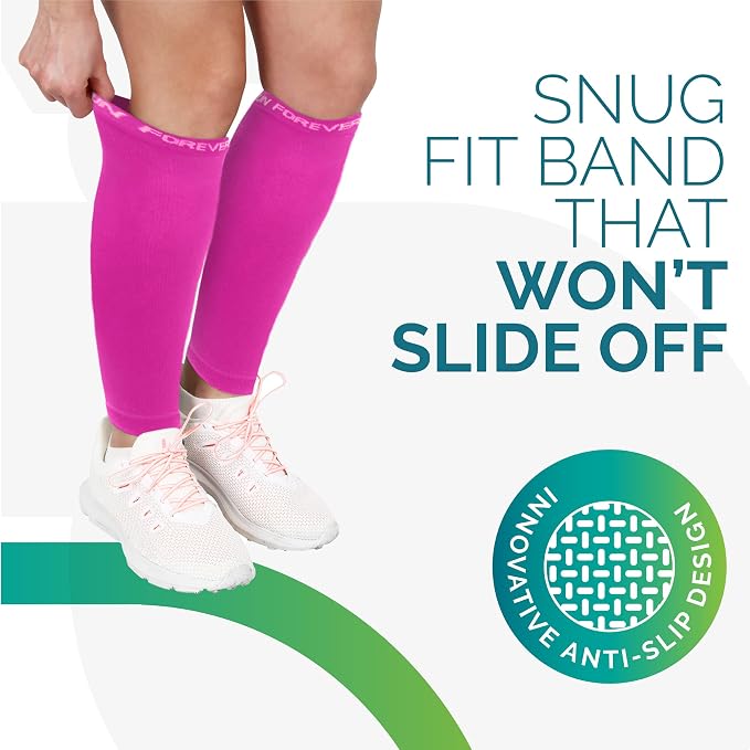 Run Forever Calf Compression Sleeve for Men & Women, 20-30mmHg Compression | Leg Sleeve for Shin Splints, Varicose Veins, Swelling & Pain Relief | Footless socks for Running, Cycling & Travel