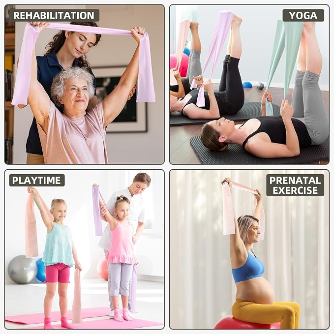 Stretch Bands for Exercise, Resistance Bands for Working Out, Exercise Bands for Physical Therapy, Pilates, Rehab, Stretch, Strength Training and Yoga Starter Set
