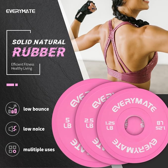 EVERYMATE Change Weight Plates 1.25LB 2.5LB 5LB Set Fractional Olympic Bumper Plates for Cross Training Steel Insert Strength Training