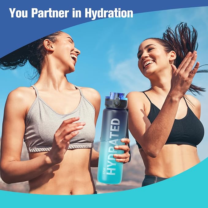 Sahara Sailor Water Bottle 32oz, Durable and Leakproof Water Bottles Motivational with Time Marker, Tritan, BPA Free, Wide Mouth with Easy Clean Brush for Gym, Travel, Home, School, Office (1 Bottle) | Bpa Free, Leakproof Wide Mouth With Fast Flow Lid ...