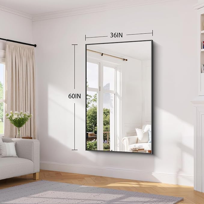 Koonmi Black Bathroom Mirror for Over Sink,Metal Framed 36"x60" Wall Mirror