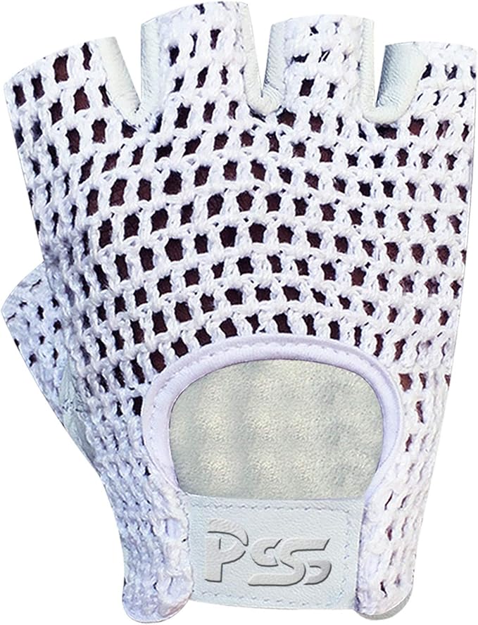 Fingerless Net Gloves Cycle Biker Gym Cycling Driving Body Building Weight Lifting 404 White Leather White Mesh (White, Medium)