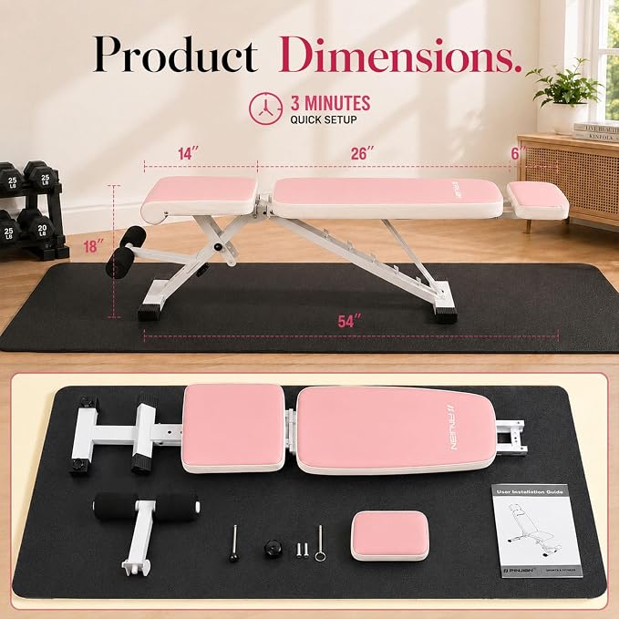 Adjustable Weight Bench, Foldable Workout Bench for Home Gym | Fast Folding & 7-Position Incline/Decline, Heavy Duty Dumbbell Bench for Home Gym / Garage Gym, Strength Training Equipment