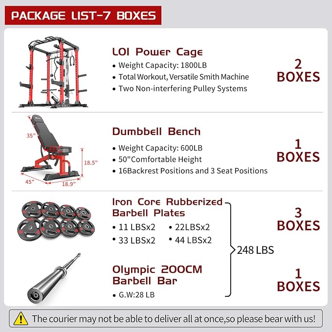 Power Rack Power Cage Multi-Function Squat Rack with Cable Crossover System Selectable More Training Attachment Power Rack for Garage & Home Gym