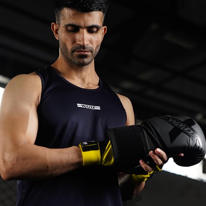 WYOX Neoprene Gel Boxing Hand Wraps Inner Gloves for Men & Women β 80cm/31in Quick Wrist Strap, Padded Knuckle Protection, Fingerless MMA Muay Thai Kickboxing Wraps for Training & Martial Arts