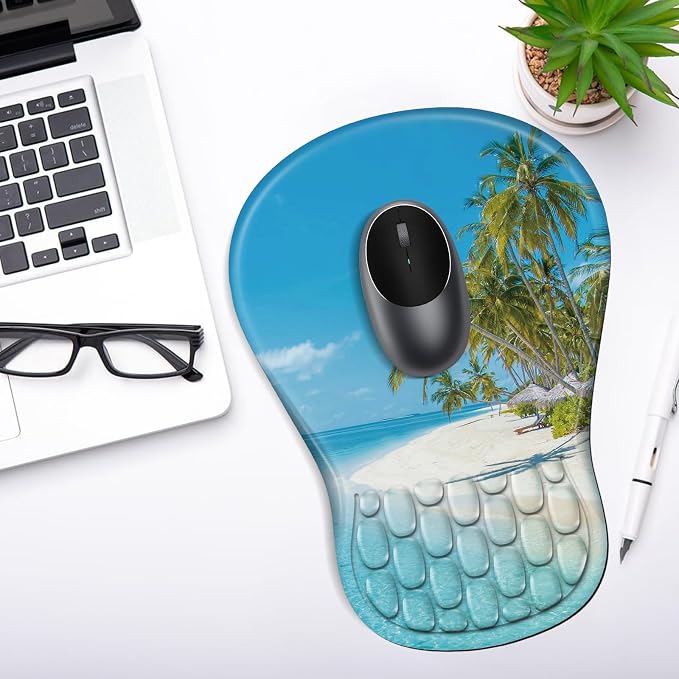 YIWEI Ergonomic Mouse Pad with Wrist Rest for Carpal Tunnel Pain Relief | Memory Foam Wrist Support,Non-Slip Rubber Base, Keyboard Computer Mousepad,Lycra Cloth Surface,Gaming Home Office