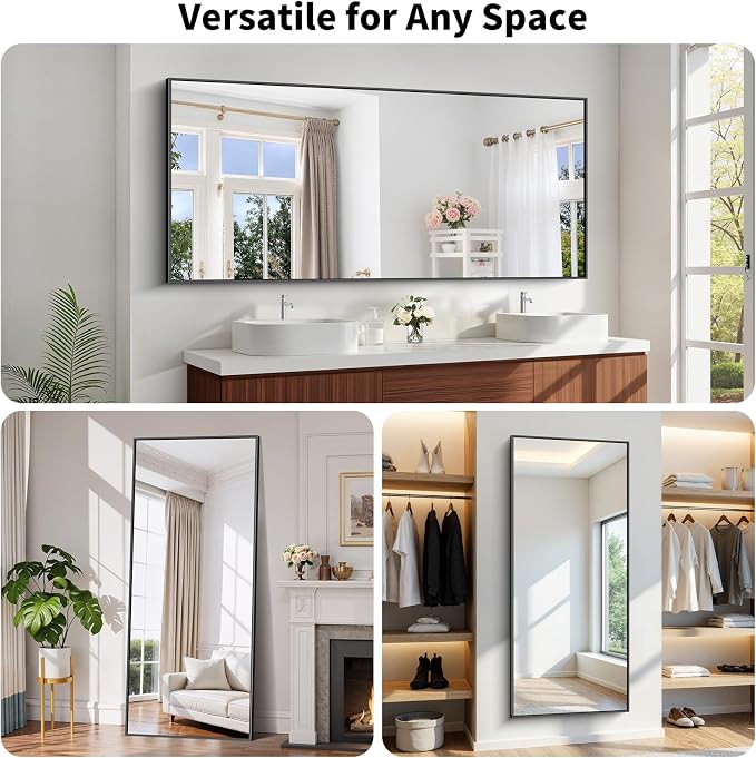 Koonmi Black Bathroom Mirror for Over Sink,Metal Framed 30"x71" Wall Mirror