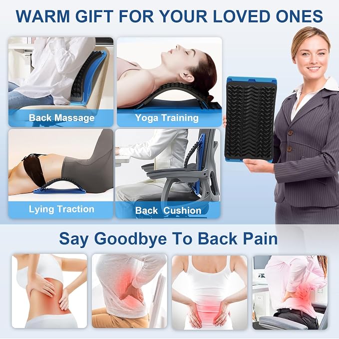 Back Stretcher for Lower Back Pain Relief, Multiple Level Adjustable Arch Lumbar Back Cracker Board, Back Cracking Device, Back Massager for Scoliosis, Spine Decompression Support