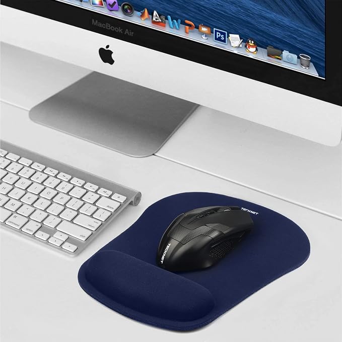 TECKNET Ergonomic Mouse Pad with Wrist Support | Soft Memory Foam, Fast Rebound, Pain Relief,Waterproof Surface, Non-slip Base