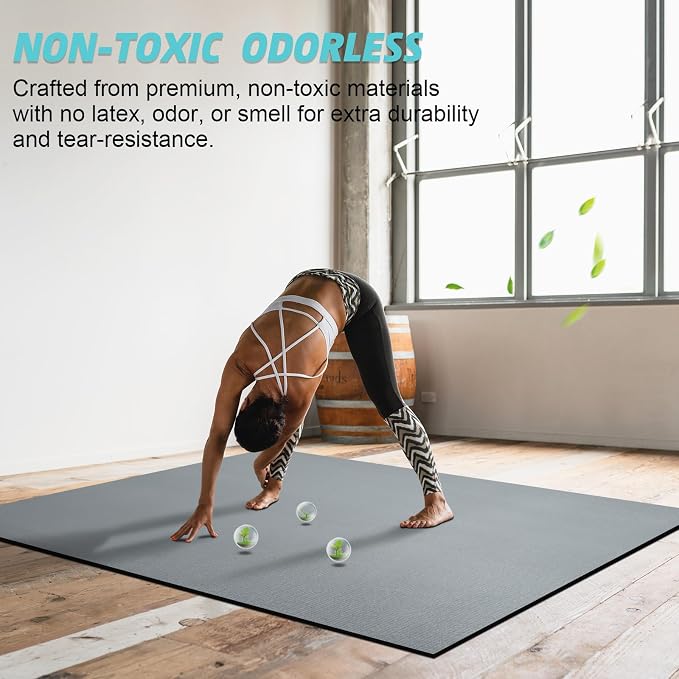Large Exercise Mat 8'x5'|12'x6'|6'x4'|6'x2' Workout Mat for Home Gym Mats Exercise Heavy Duty Gym Flooring Fitness Mat Large Yoga Mat Cardio Mat for Weightlifting, Jump Rope, MMA, Shoe-Friendly