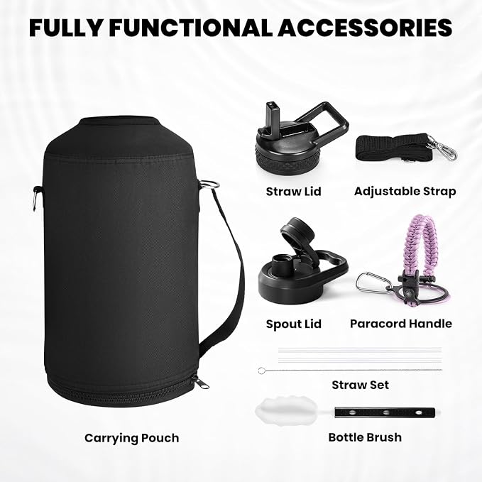 RAYMYLO One Gallon Water Bottle Insulated, Triple Walled Vacuum Stainless Steel