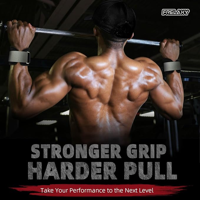 Frelaxy Lifting Wrist Straps, Rubber Weight Lifting Grips for Deadlifts | Non-slip rubber palm, Full palm protection, Neoprene wrist padding, Enhanced grip support, Pull ups rows lat pulldowns