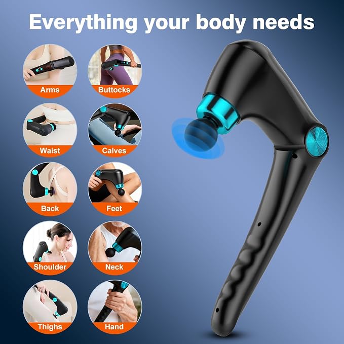 Foldable Heat Cold Massage Gun, 9 Speeds 10 Heads Cordless Handheld Percussion Massagers, Portable Electric Muscle Pain Relief Massager Gifts for Men Women Dad