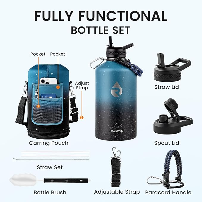 RAYMYLO 128oz Insulated Water Bottle, Triple Wall Vacuum Stainless Steel Water Bottles