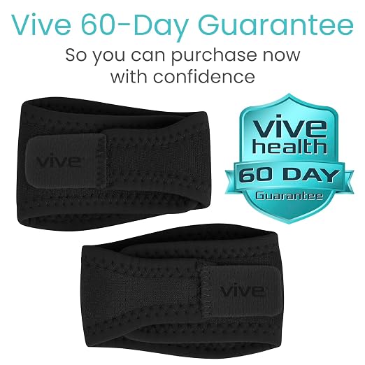 Vive Foot Arch Support Brace (Pair) - Wrap Corrector for Flat Feet, Plantar | Fasciitis, Pain Relief, Fallen Arches - Compression Sleeve Strap, Gel Bands Inserts for Women & Men - Wear Under Socks
