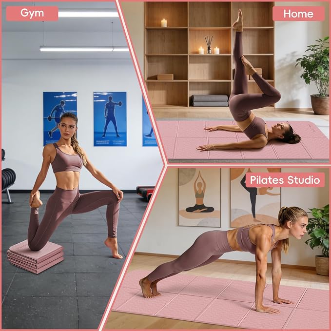 PAIDU Foldable Yoga Mat, 70"x24"x0.31" TPE Non-Slip Mat with Bag | Double‑sided non‑slip, 8mm thick TPE, foldable for travel, ideal for yoga/pilates/fitness/home/outdoor workouts
